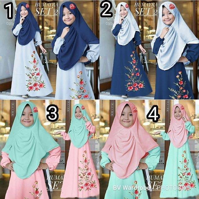 2in1 set st setelan stelan golden HUMAYRA HUMAIRA syari syar'i kid kids anak lebaran pesta gamis