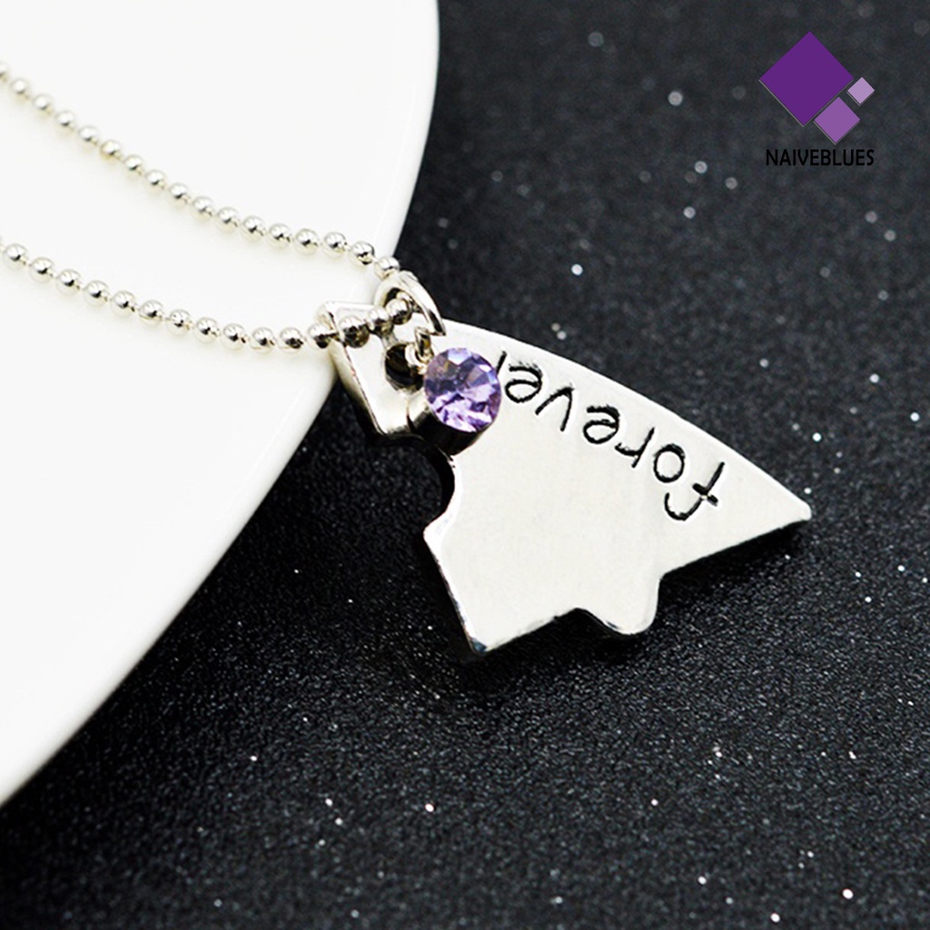 Naiveblue 4Pcs / Set Kalung Rantai Dengan Liontin Hati Motif Tulisan Best Friends Forever Ever BFF Untuk Wanita