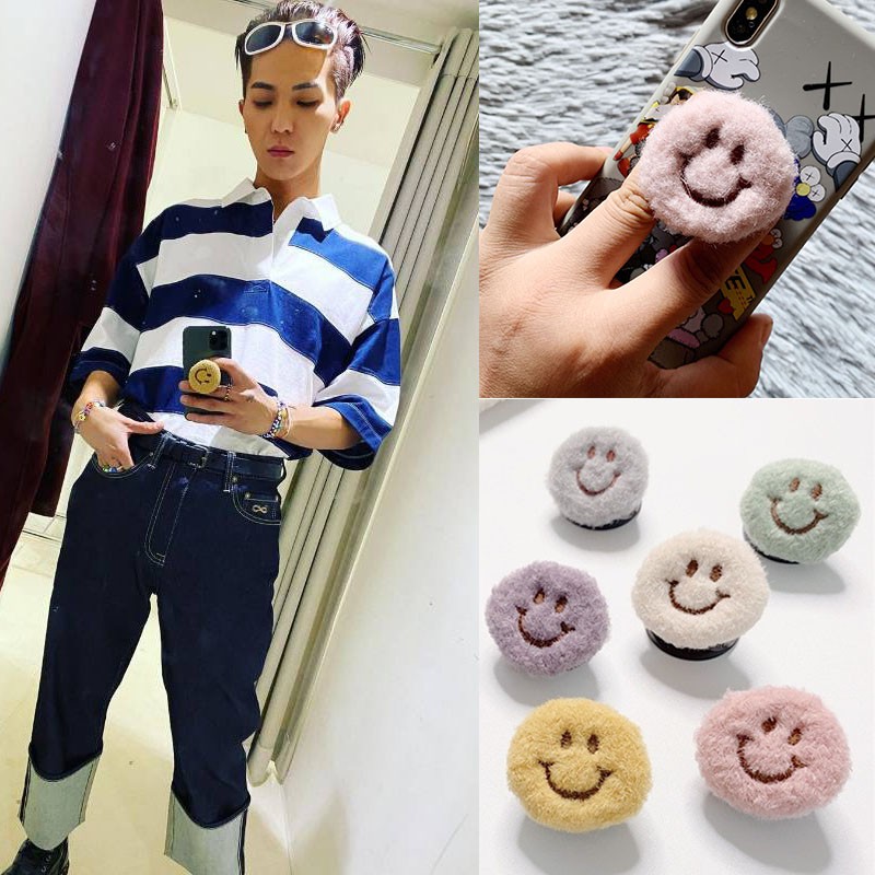 KPOP Winner MINO Cute Smiley Plush Mobile Phone Bracket GD Cartoon Smile Protection Phone Folding Holder