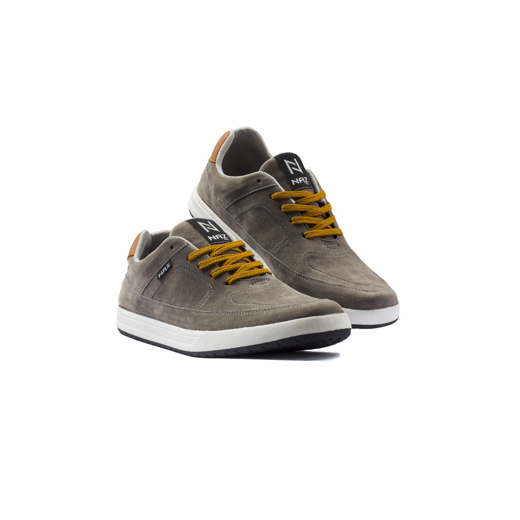 HARISSON - NAZREAL FOOTWEAR x banfash_store | Sepatu Sneaker Pria NAZ Hitam Original AZL 005 (Free Kaos Kaki)-Abu Gum