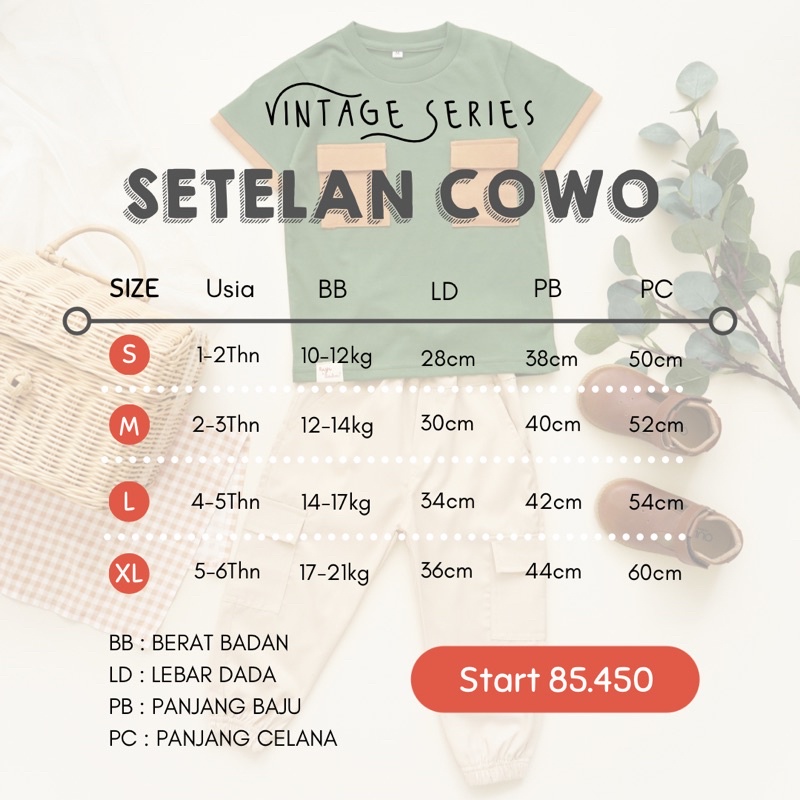 SETELAN ANAK COUPLE/PLAYSET ANAK 1-6 TAHUN/VINTAGE SERIEs