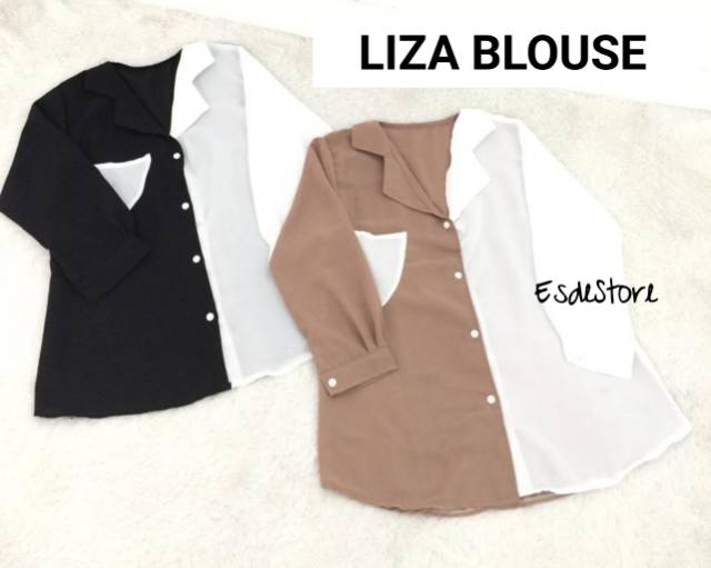 1 KG MUAT 7 PCS || SPRING BLOUSE / LIZA BLOUSE / BLOUSE KOMBINASI TWO TONE FASHION MURAH