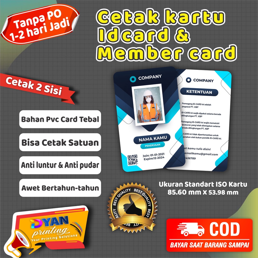 CETAK BERBAGAI MACAM KARTU &amp; ID CARD ANTI LUNTUR BAHAN PVC CARD