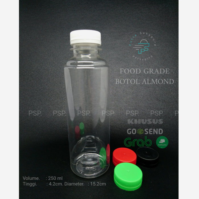 

botol almond 250 ml 250ml khusus pengiriman gosend - psp