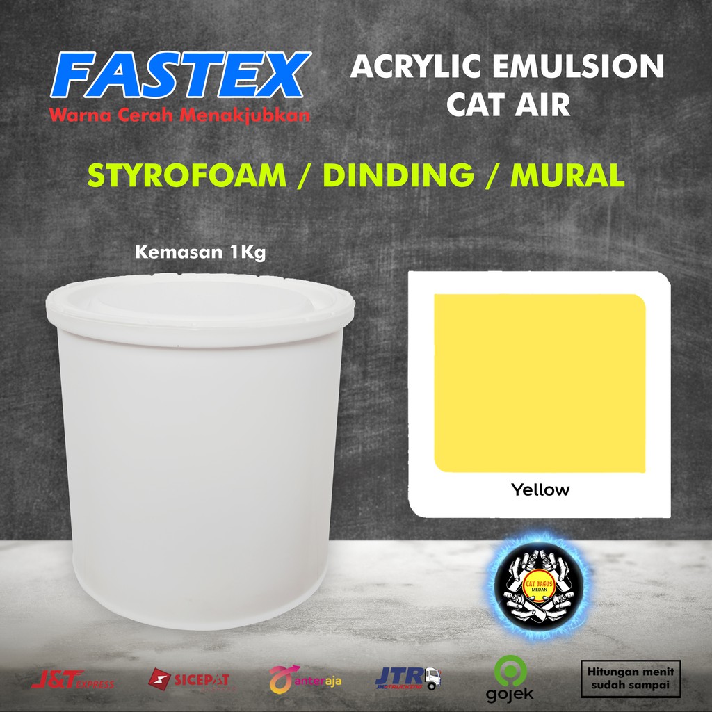 CAT DINDING TEMBOK CAT STEROFOAM 1KG 87 WARNA YELLOW KUNING MUDA PASTEL CAT AIR FASTEX KALENG KECIL 1 KG 1 LITER CAT MURAL STREET ART ACRYLIC STYROFOAM STEROFOM EMULSION PAINT MOWILEX VTEX V-TEX V TEX AVITEX PARAGON NIPPON PAINT TERMURAH DI MEDAN BINJAI