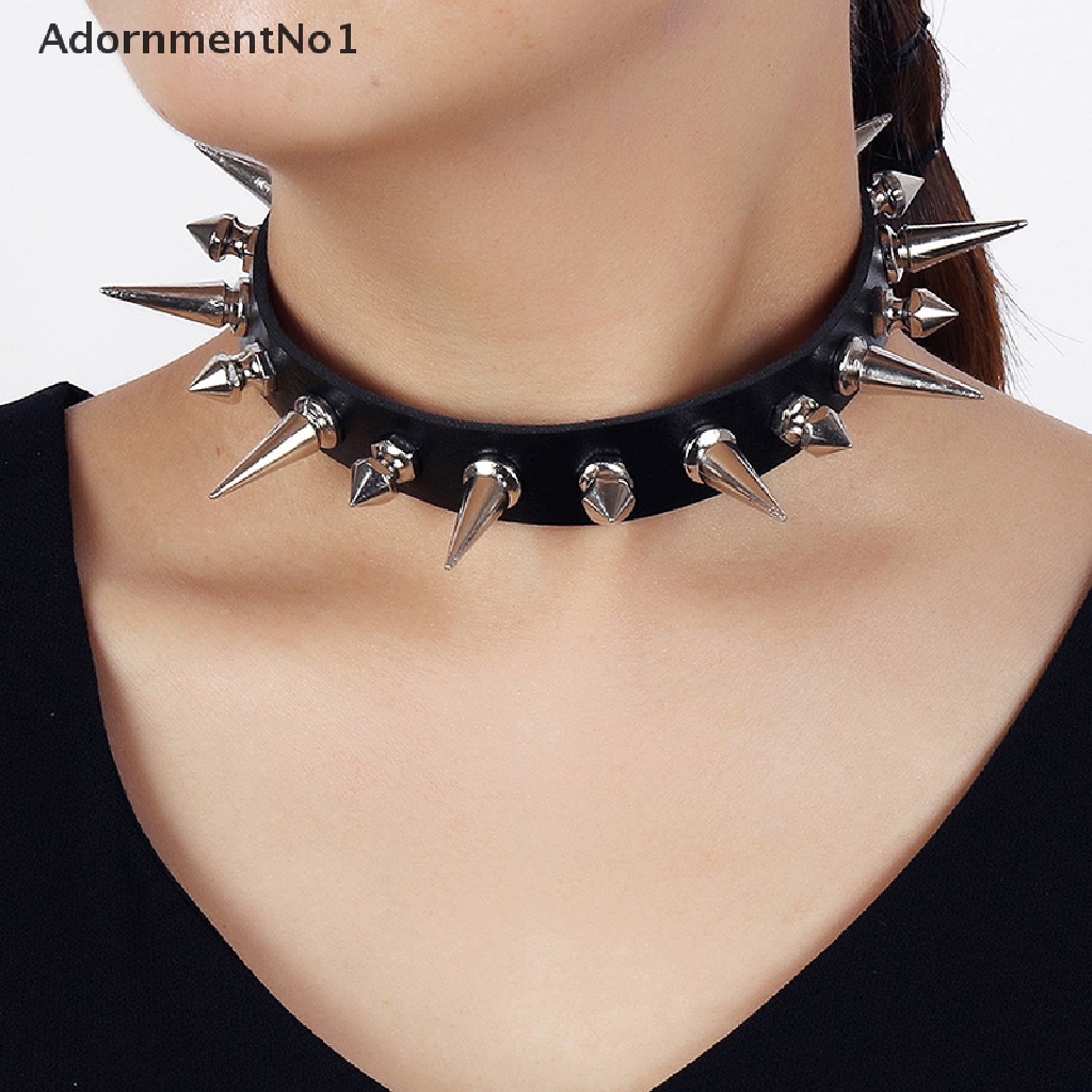 (AdornmentNo1) Kalung Choker Bahan Kulit Imitasi Model Punk / Gothik Untuk Wanita