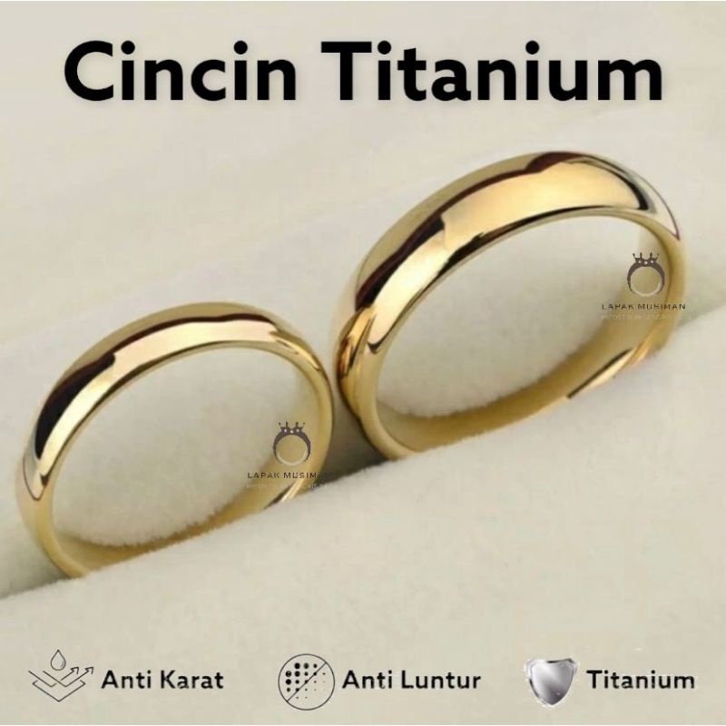 Cincin pria wanita titanoum gold emas couple simpel tunangan nikah anti karat tidak luntur