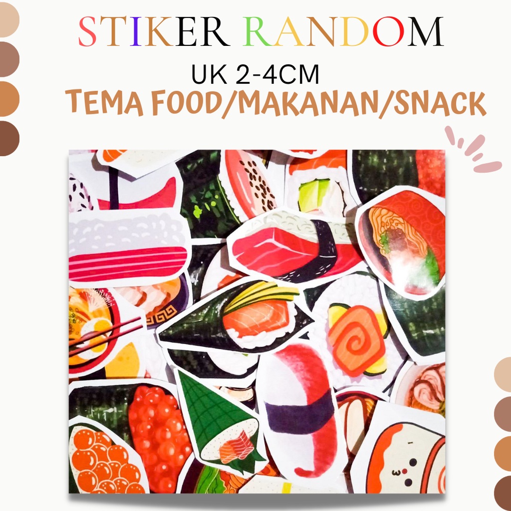 TEMA MAKANAN/MAKAN/FOOD/SNACK/BUAH STIKER MINI/STIKER AYAM GORENG/STIKER PACKAGING/PACKAGE/STIKER TU