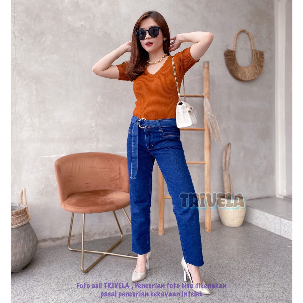 TRIVELA - CLEA BOYFIE / BOYFRIEND IKAT PINGGANG / CLEA LIGHT UNFINISHED BOYFIE FREE BELT