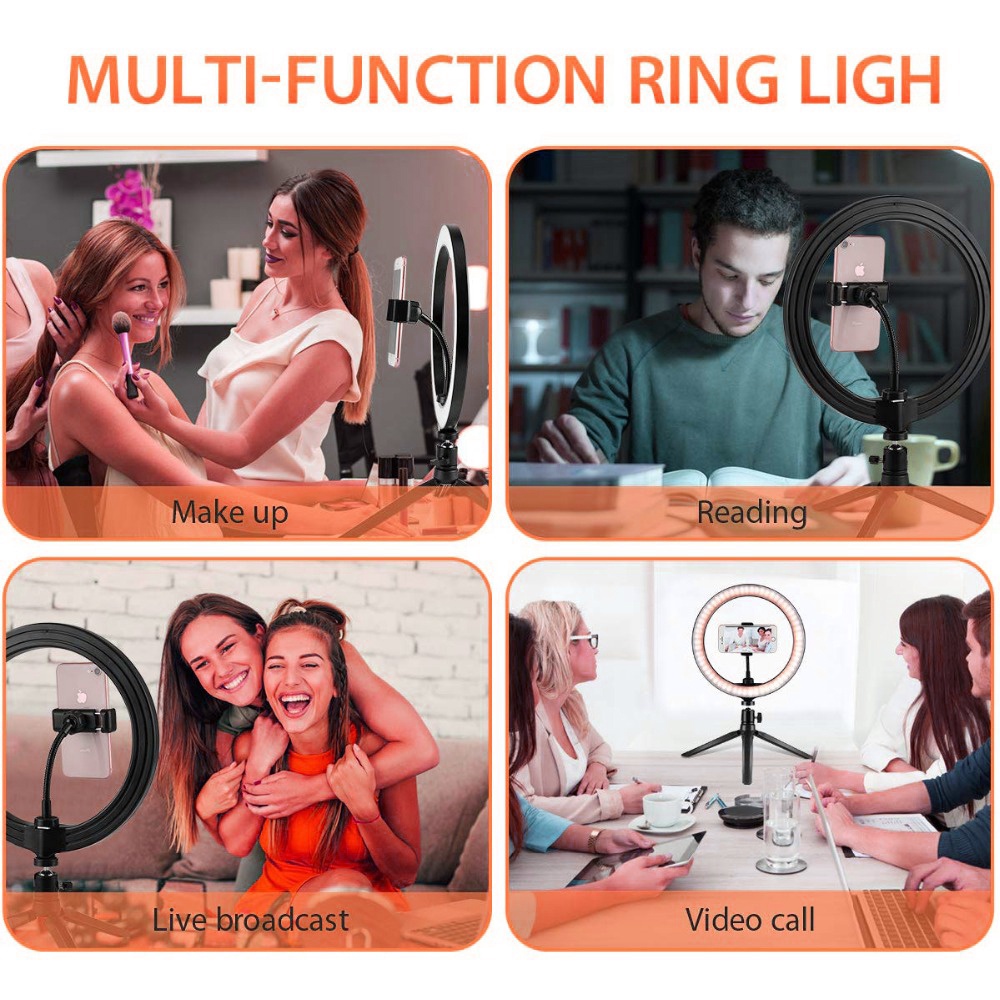 Video Light Dimmable RGB Selfie LED Ring Light With Tripod Stand USB Ring Lamp Large Photography Rim Light For TikTok Youtube