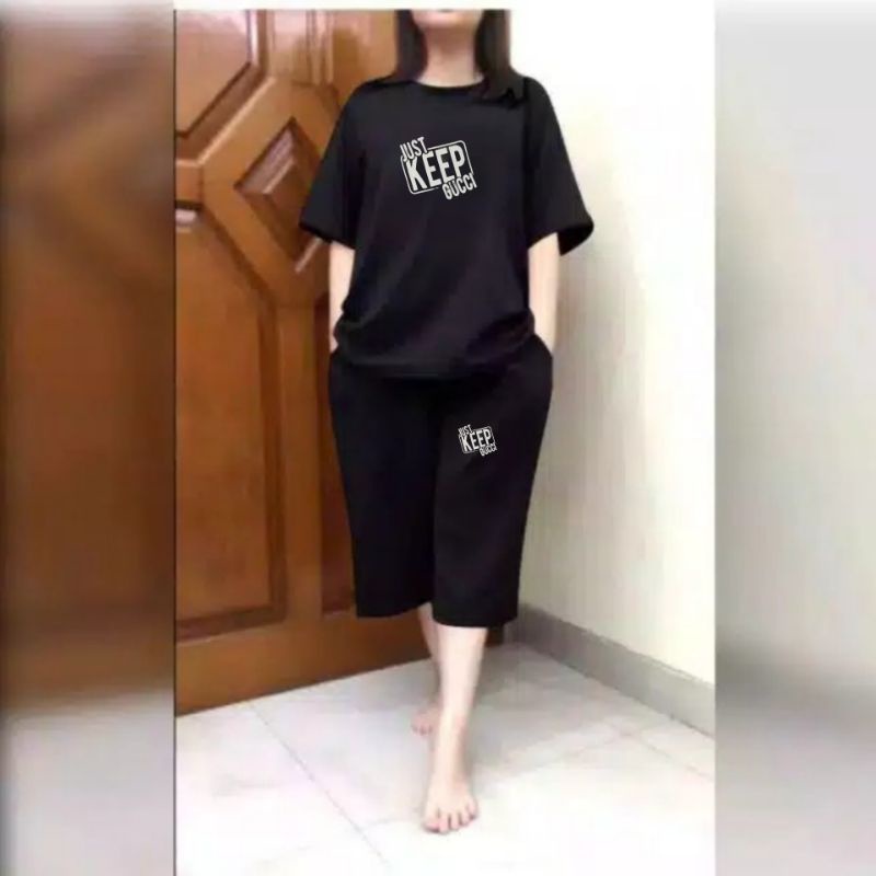 Baju setelan wanita celana kulot motif gucci || setelan wanita jumbo