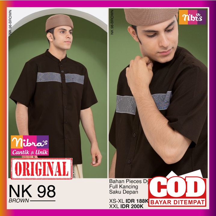 Koko Nibras Dewasa Lengan Pendek NK 98 NK98 Brown Baju Kemeja Nibras Pria Cowok Laki Laki Dewasa Kek