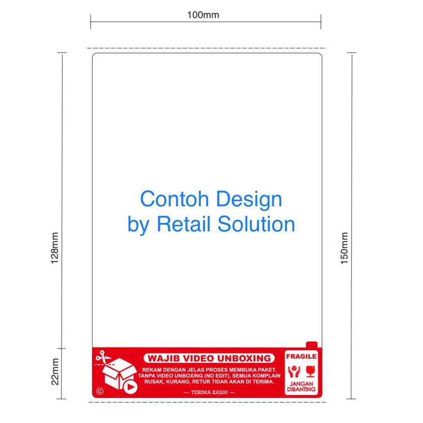 Custom Cetak Label Thermal Unboxing Fragile Alamat Resi A6 100x150 mm