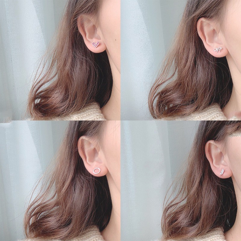 6Pcs / Set Anting Tusuk Model Kristal Satu Minggu Simple Gaya Korea untuk Wanita