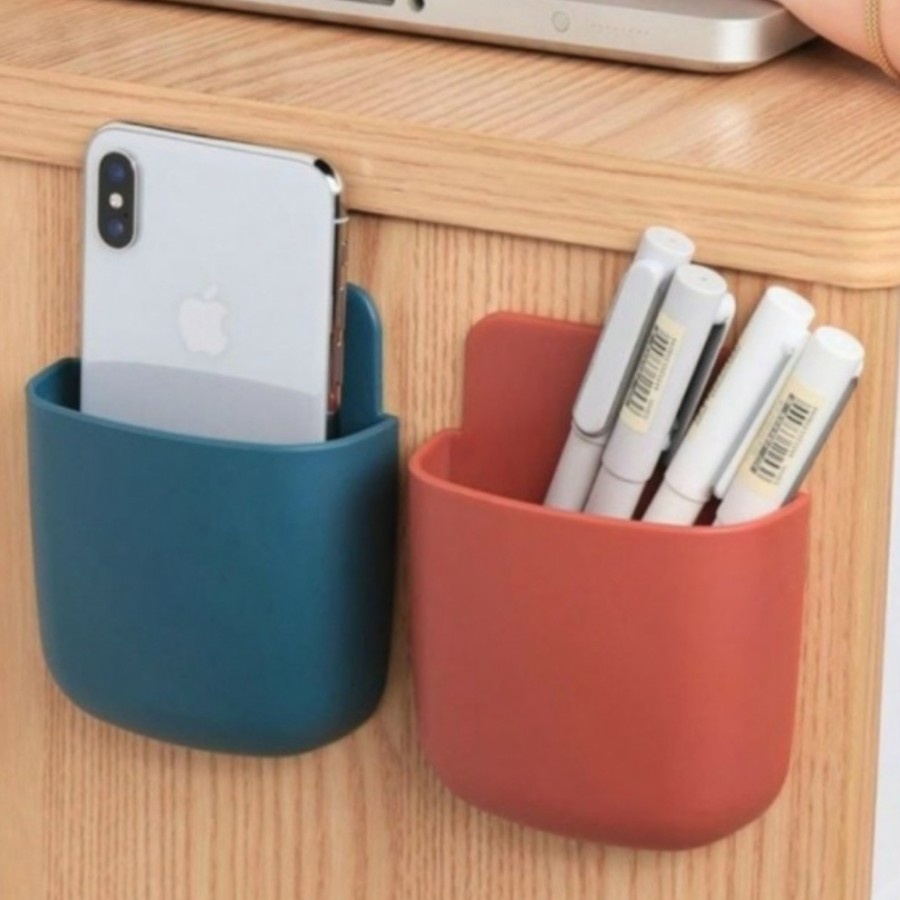 Tempat Gantung Peyimpanan Handphone Remote ATK HP Kabel Organizer Serbaguna Tempel Dinding