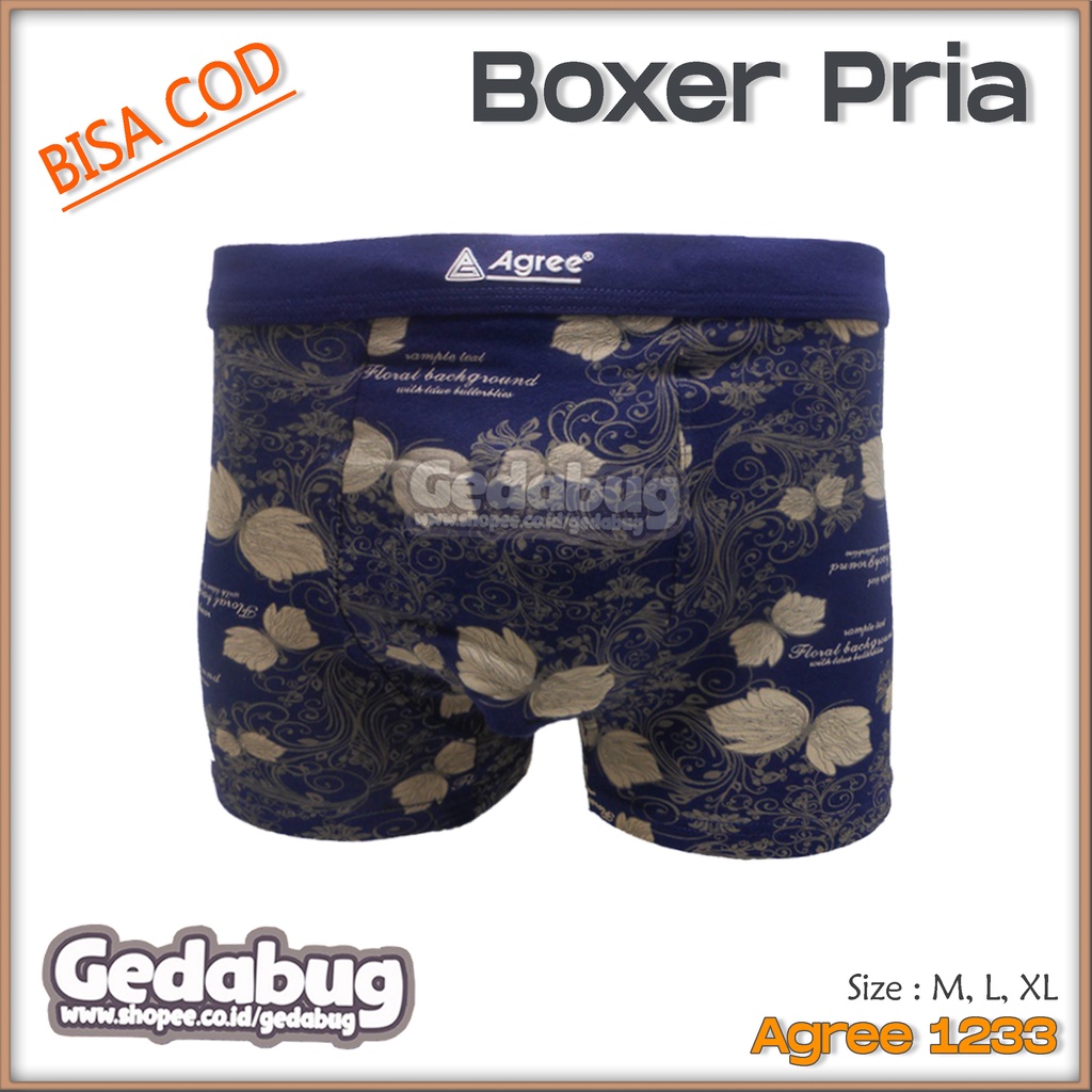 3pc - CD PRIA BOXER SPORT AGREE 1233 | Celana Dalam Anti Bakterial Cotton | Gedabug