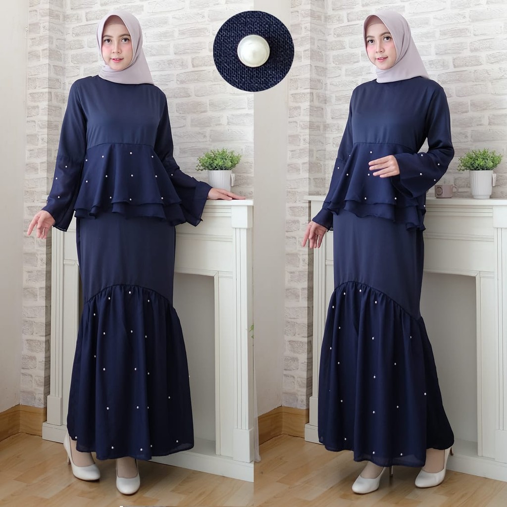 HOPYLOVY - Gamis Wanita Velvet Roberto kombi Ceruty Tabur Mutiara FEBRY