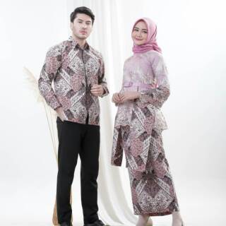 SET BATIK  COUPLE  NAYARA PINK KEMEJA BATIK  ROK  SPAN  BATIK  