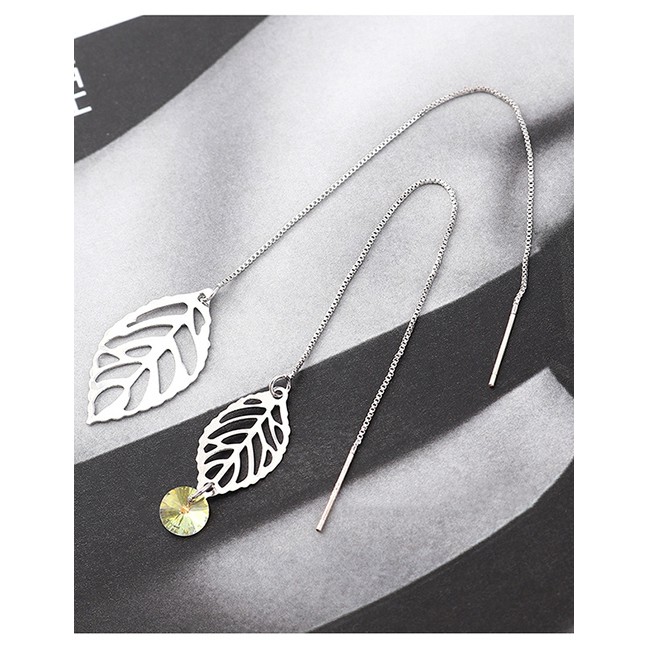 LRC Anting Tusuk Fashion Platinum Plated Gold Cutout Leaves S925 Silver Needle Earrings Y62743