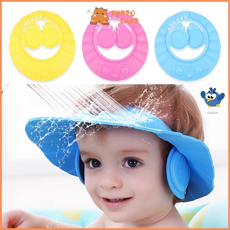 HIPPO LAND Topi Keramas Anak dengan Kancing Penutup Telinga Bahan Sponge/Baby SHOWER CAP 6-139