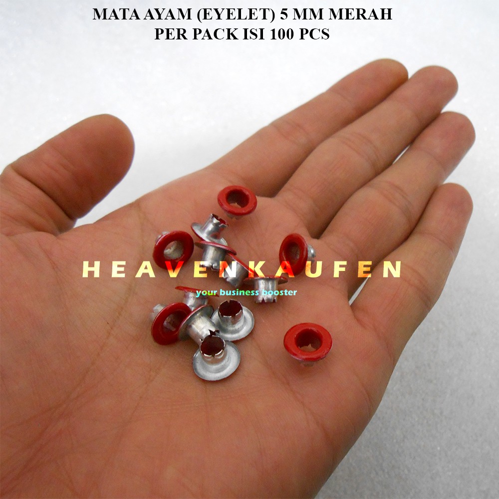 Mata Ayam Eyelet Mata Itik 5 mm Warna Merah Harga Per Pack isi 100 Pcs