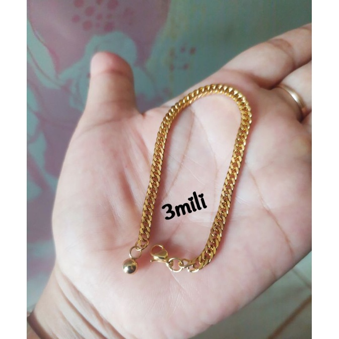 GELANG TITANIUM ASLI, TDK HITAM, ANTI KARAT SELAMANYA-3mili