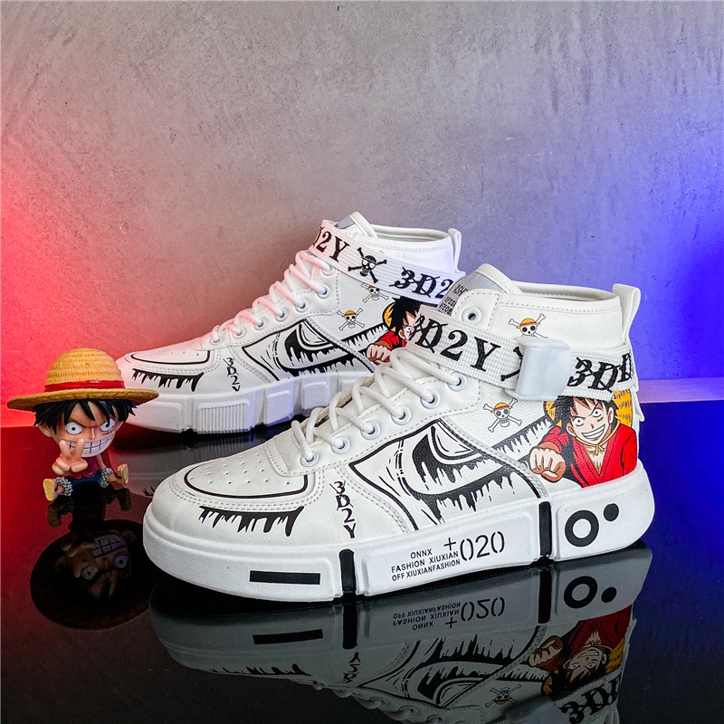 Murah Monkey D Luffy Sepatu Pria Boots Tinggi Anime One Piece Sport Klasik Keren Lentur Kekinian Ringan Sekolah 164