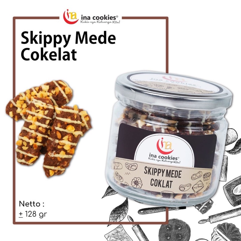 

kayla_cemilan kukis mente coklat ina cookies skippy mede coklat mini jar 128 gr