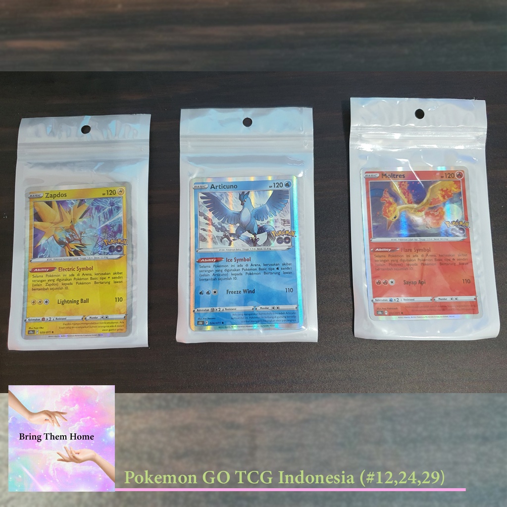 Pokemon GO TCG Indonesia Moltres, Artikuno, & Zapdos no#12,24,29