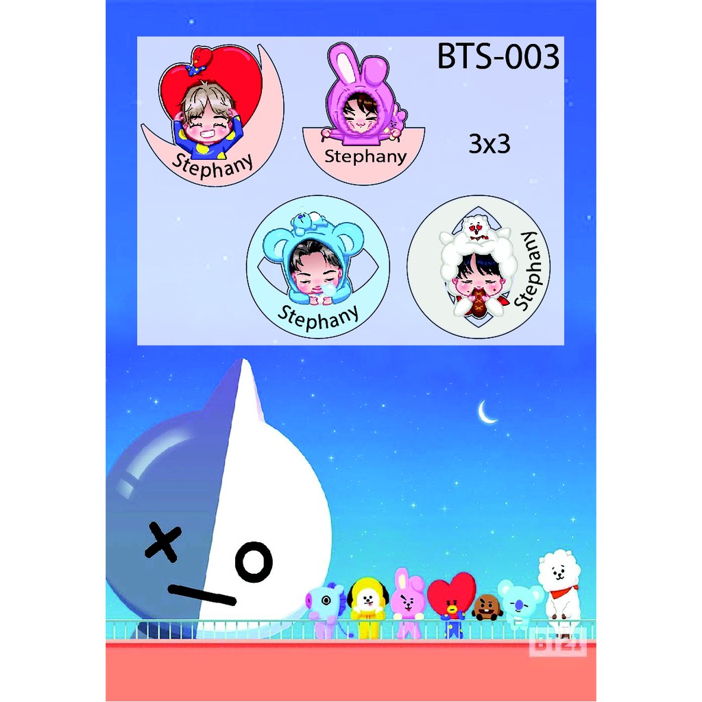 

STICKER LABEL NAMA ANAK CUSTOM (ESTIMASI 60-80pcs) BTS