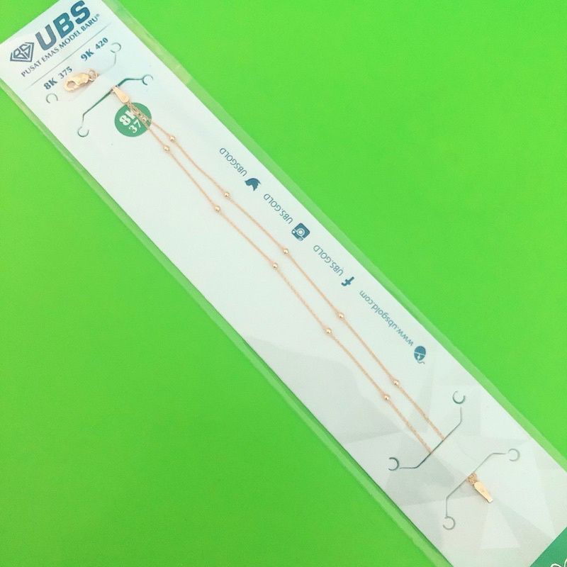 GELANG JEDAR 1 GRAMAN DOUBLE  2 LAYER POLOS BULAT RANTAI BOLA UBS 375/8K