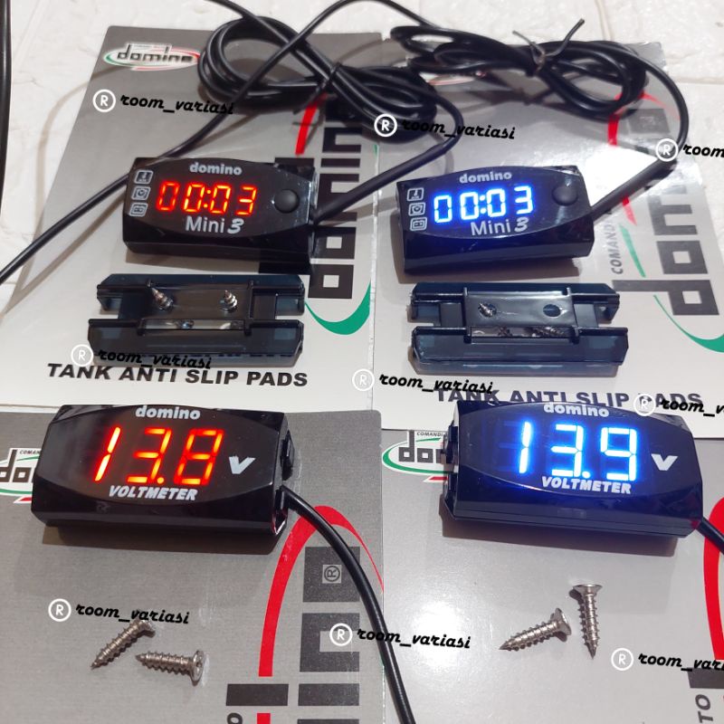 Jual VOLT METER AKI MOTO VOLT 12 VOLT VOLTMETER AKI SUHU DAN JAM