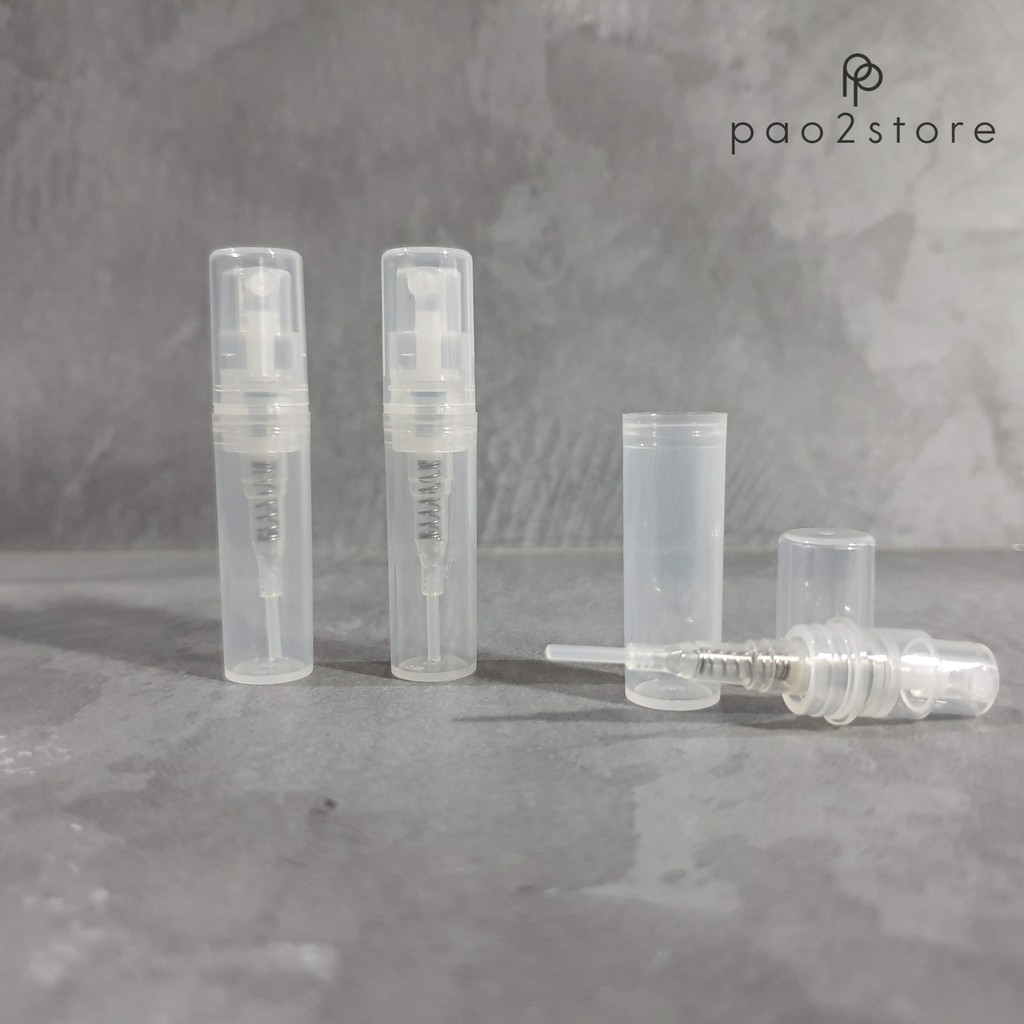 Botol Parfum Spray Plastik 2ml / Model Vial Press Pen Putih Transparan / Mini Travel Sample Size