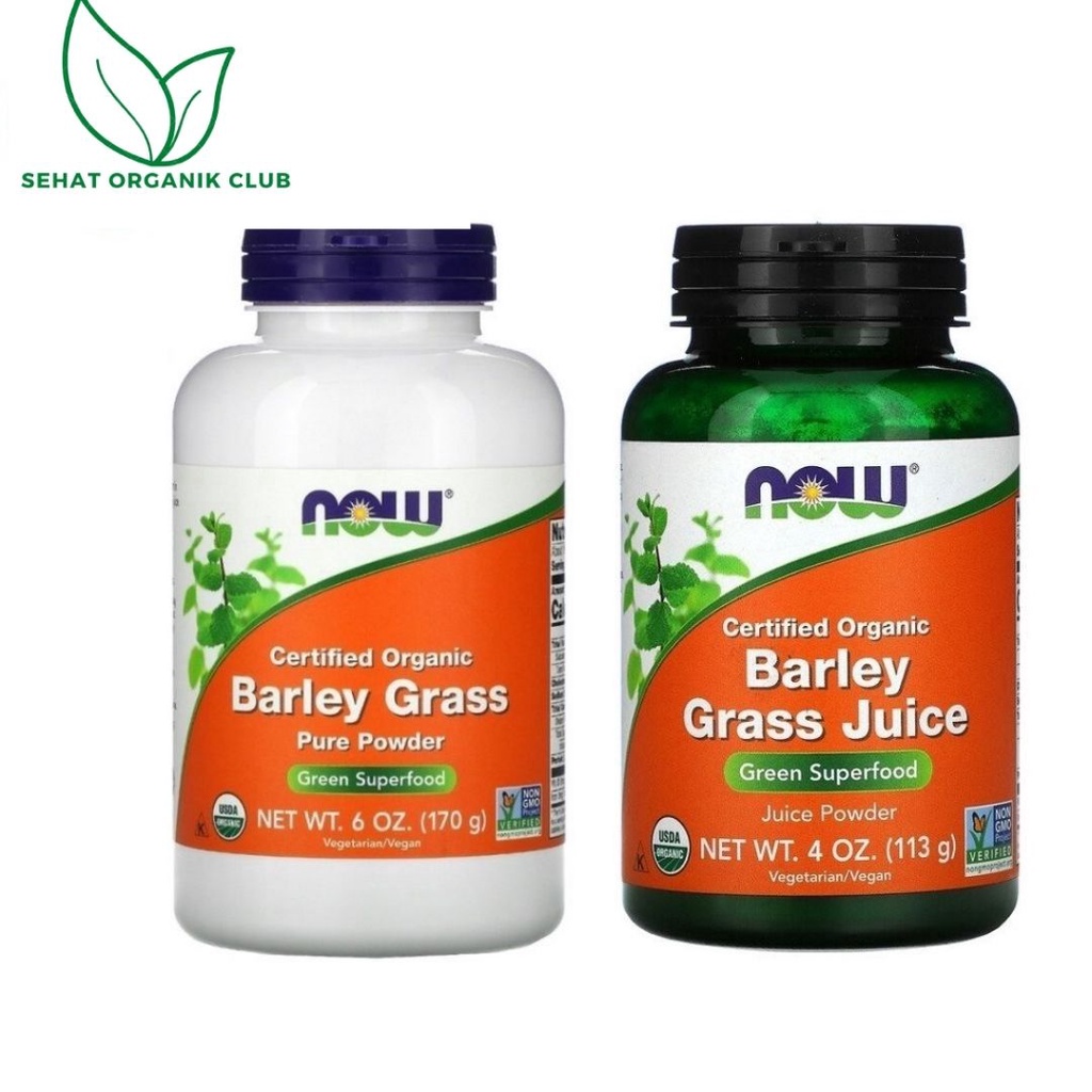 Jual Now Foods Certified Organic Barley Grass Pure Powder 170 g ; Now