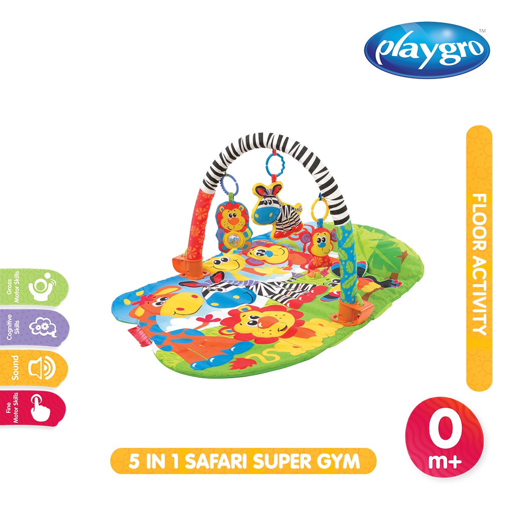 Playgro Baby 5 in 1 Safari Super Gym - Matras Bermain Anak Bayi 0m+