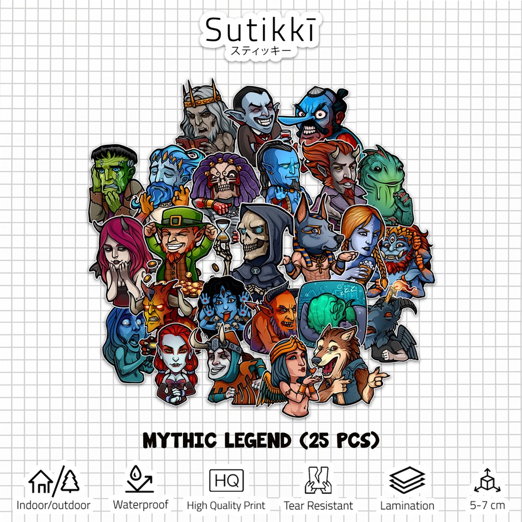 Sutikki | Sticker Pack Myth Legend Urban legend Legenda Setan Ghost Die Cut Vinyl Stiker Laptop