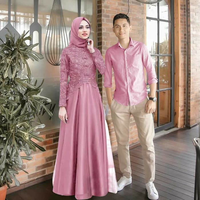 Couple Brukat Kaella Mika - Merah Muda