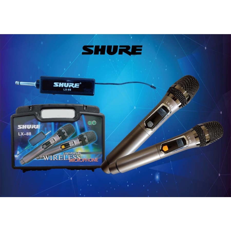 Mic Shure LX-88 UHF Microphone Double Wireless Digital Chargher