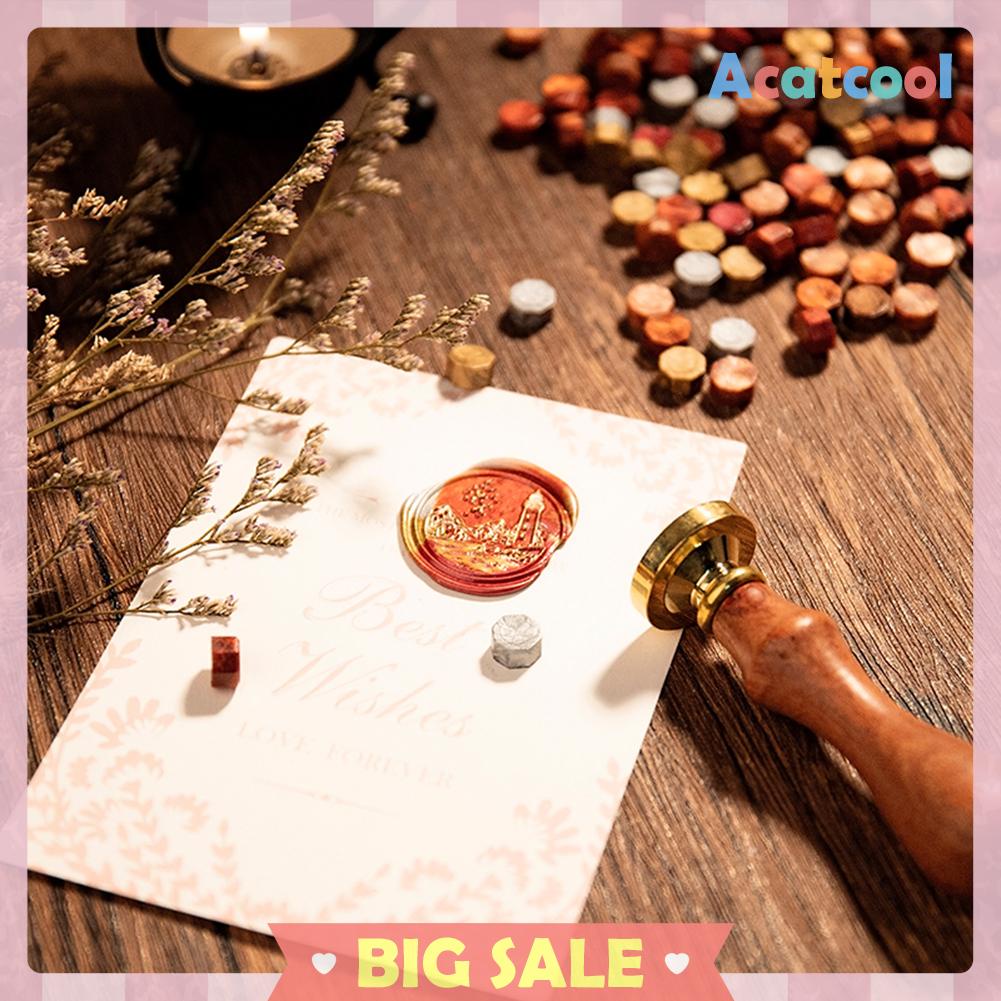 200Pcs Manik-Manik Lilin Stempel Segel Amplop Bentuk Oktagon Gaya Vintage