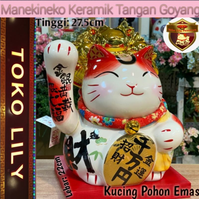 Manekineko Ceramic Large / Maneki Neko Keramik Tangan Goyang Besar