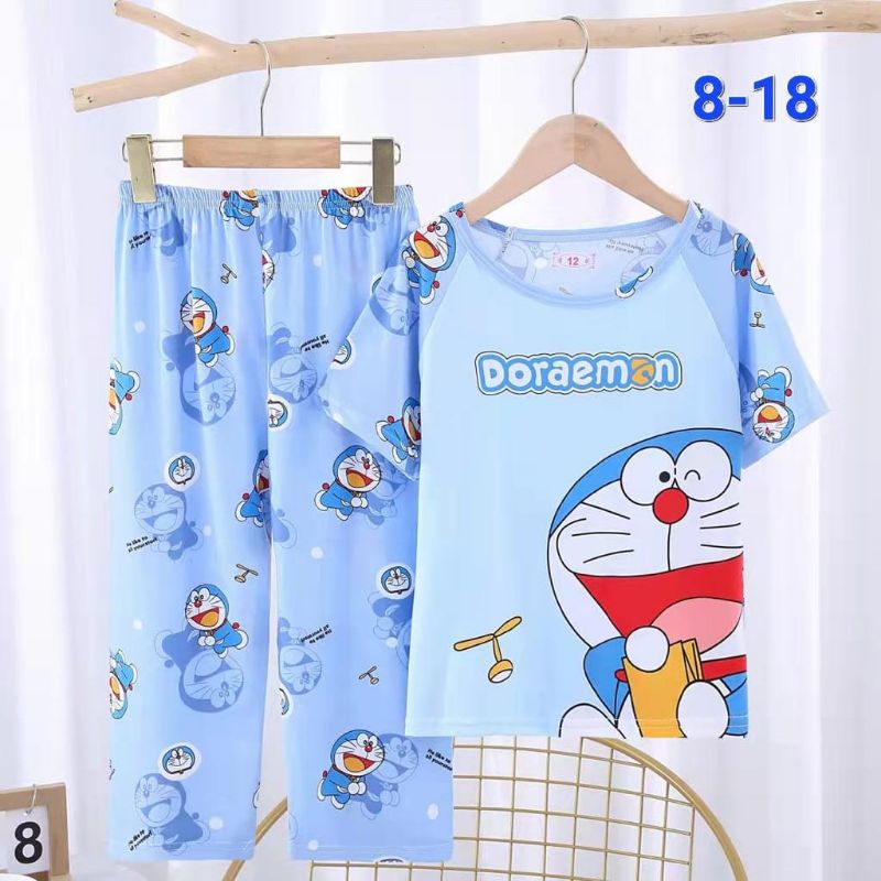 BAJU TIDUR ANAK PEREMPUAN SETELAN LENGAN PENDEK CELANA PANJANG UMUR 2-13 TAHUN PIYAMA IMPORT C18-B2