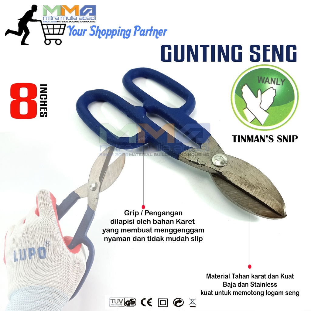 Tang Potong Kawat Baja Ringan-Gunting Plat Seng 8 Inci l Tinman Snip /gunting seng