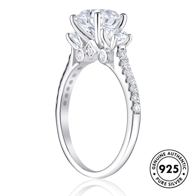 Cincin Moissanite Bahan S925 Silver Untuk Wanita