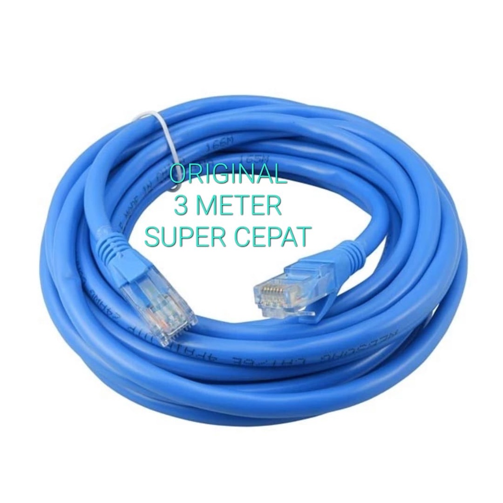 G645 KABEL LAN RJ45 3 METER  CATS 6 UTP INTERNET LAPTOP WIFI JARINGAN PLUG BOOT KONEKTOR PLUG BOOT KOMPUTER SWITCH ROUTER MODEM COMPUTER INDIHOME FIRTSMEDIA ROUTER MODEM ASLI SUPER CEPAT ROUTER CPU konektor wifi internet PLUG boot komputer siap pakai