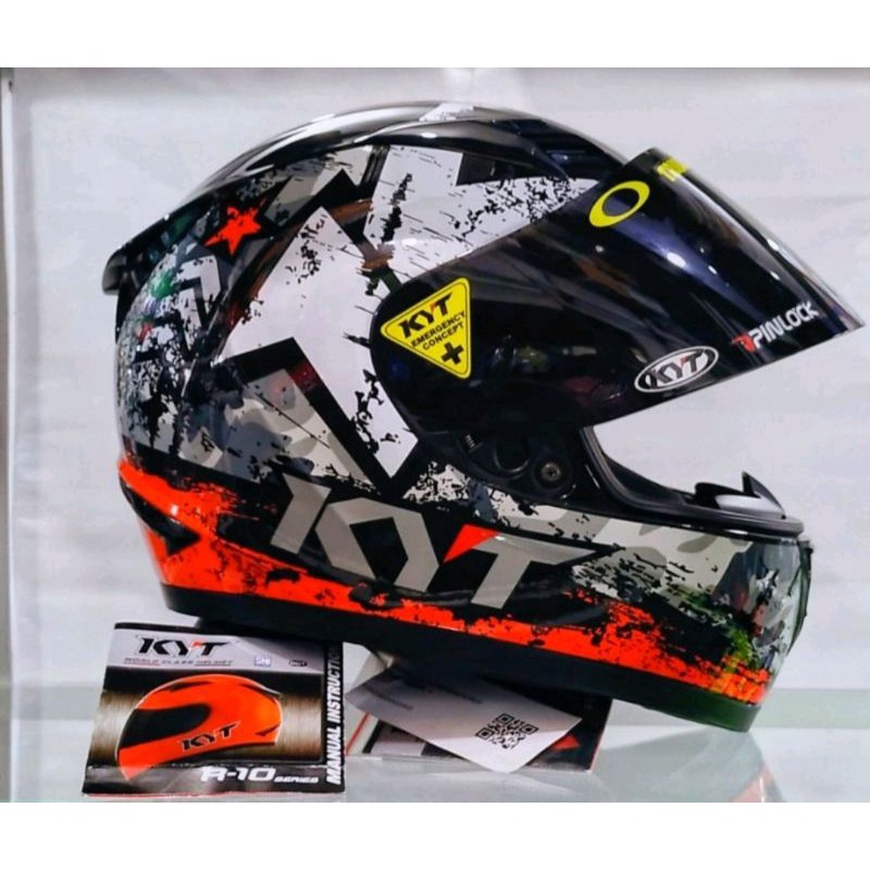 HELM KYT R10 PAKET GANTENG SERI 3 BLAK/RED ORIGINAL-3