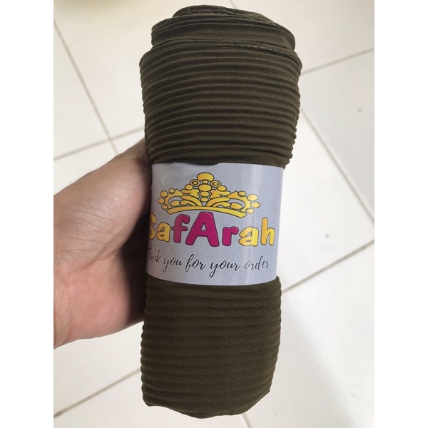 Hijab Pasmina plisket premium / Pasmina Plisket lidi / Pasmina pleated shawl / Pashmina plisket Tanpa Garis Tengah-Dark army (175x75)