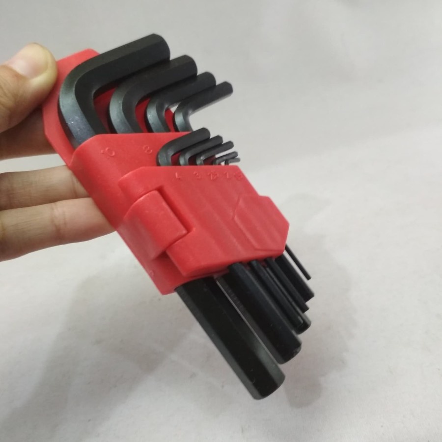 Kunci L hexa hexagon Hex Key pendek set 9pcs hitam dramashop