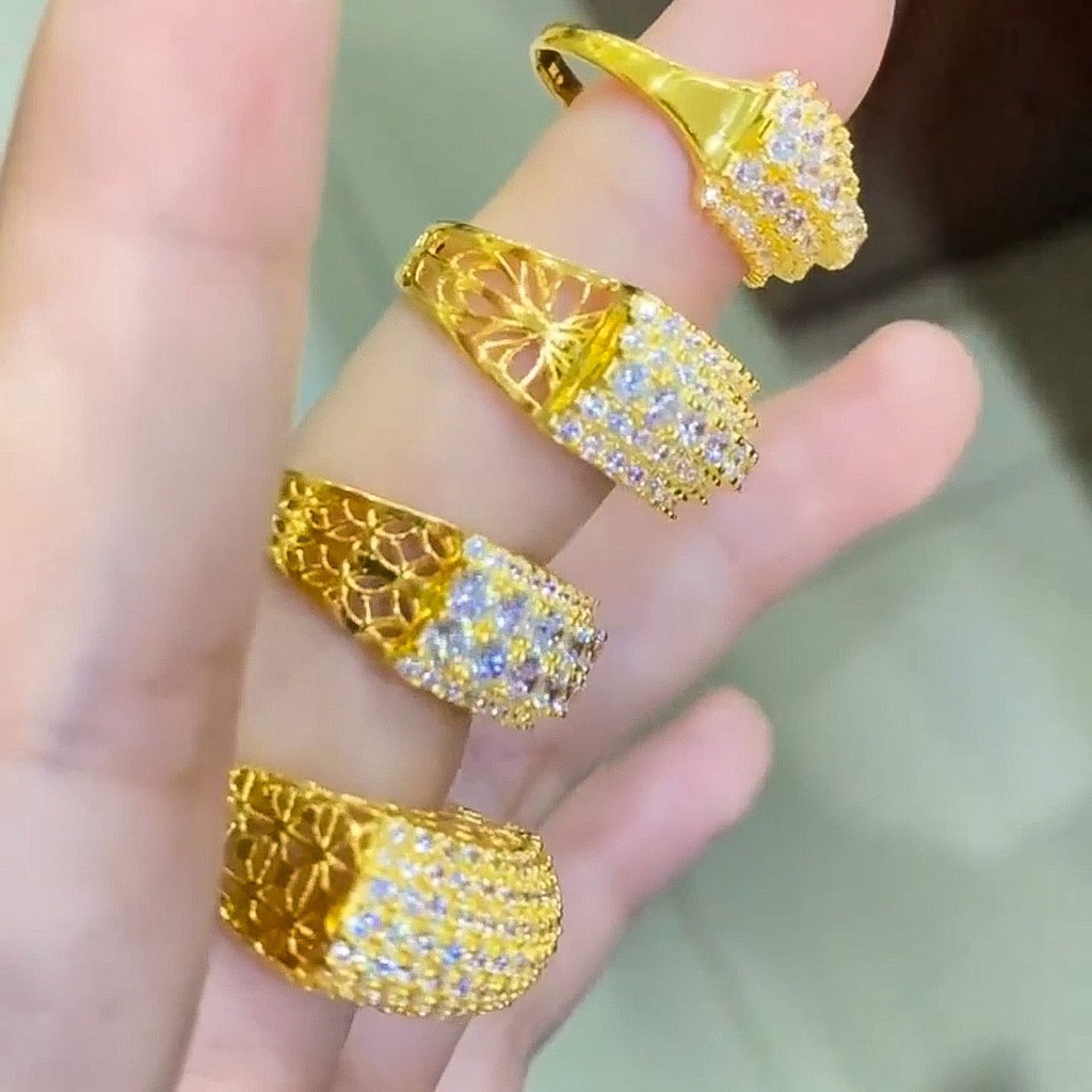 Cincin anak dan dewasa emas asli kadar 700 70 16k permata list ring seperti berlian 4 5 baris like diamond penuh 2 3 4 gram gr gold ring kuning aesthetic mewah