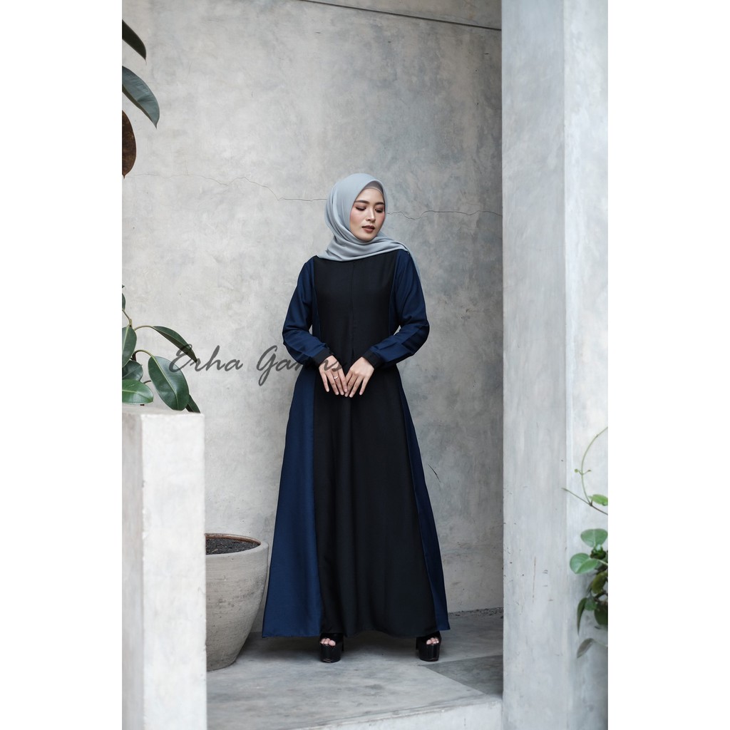  Gamis  Maxi Busui  Friendly  Polos Biru Dongker Navy mix 