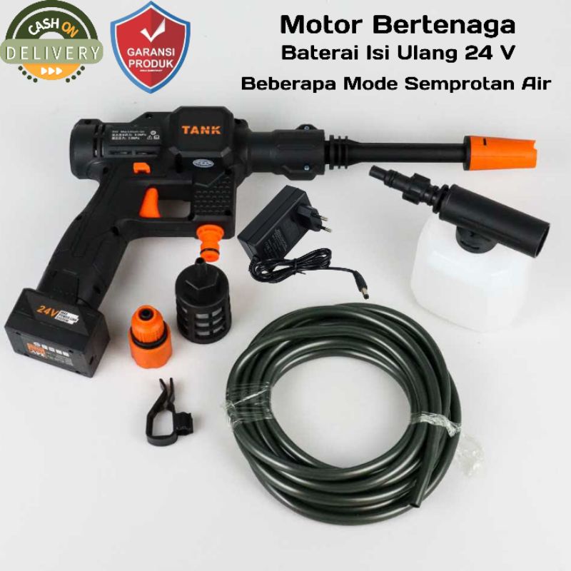 semprotan air cuci mobil semprot motor tanpa kabel spray gun High Pressure Jet Recharge 24V - TANK